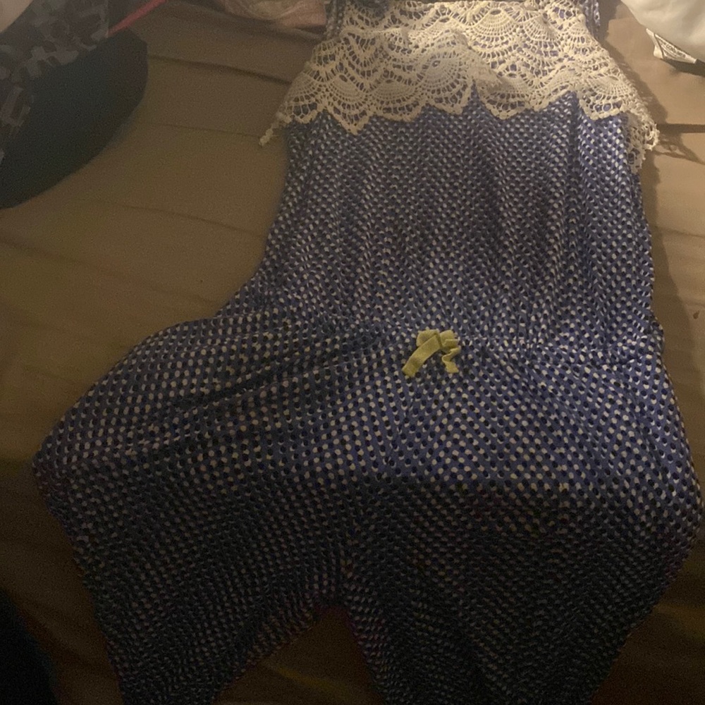 A spaghetti strap one piece jumpsuit